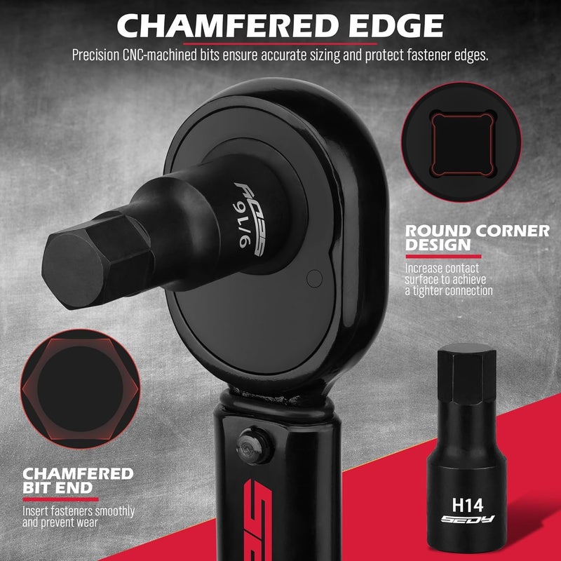 SEDY Hex Bit Impact Socket Set: 36-Piece with 4 Adapters, 1/4" 3/8" 1/2" Drive Master Allen Impact Socket Set, SAE and Metric, H5-H19 & 3/4"-5/64", Heavy Duty Storage Case, Automotive Mechanic - Image 4